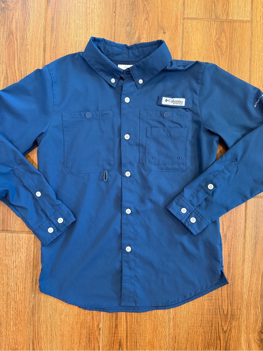 Columbia long sleeve fishing shirt (navy)  - boys medium (10/12)
